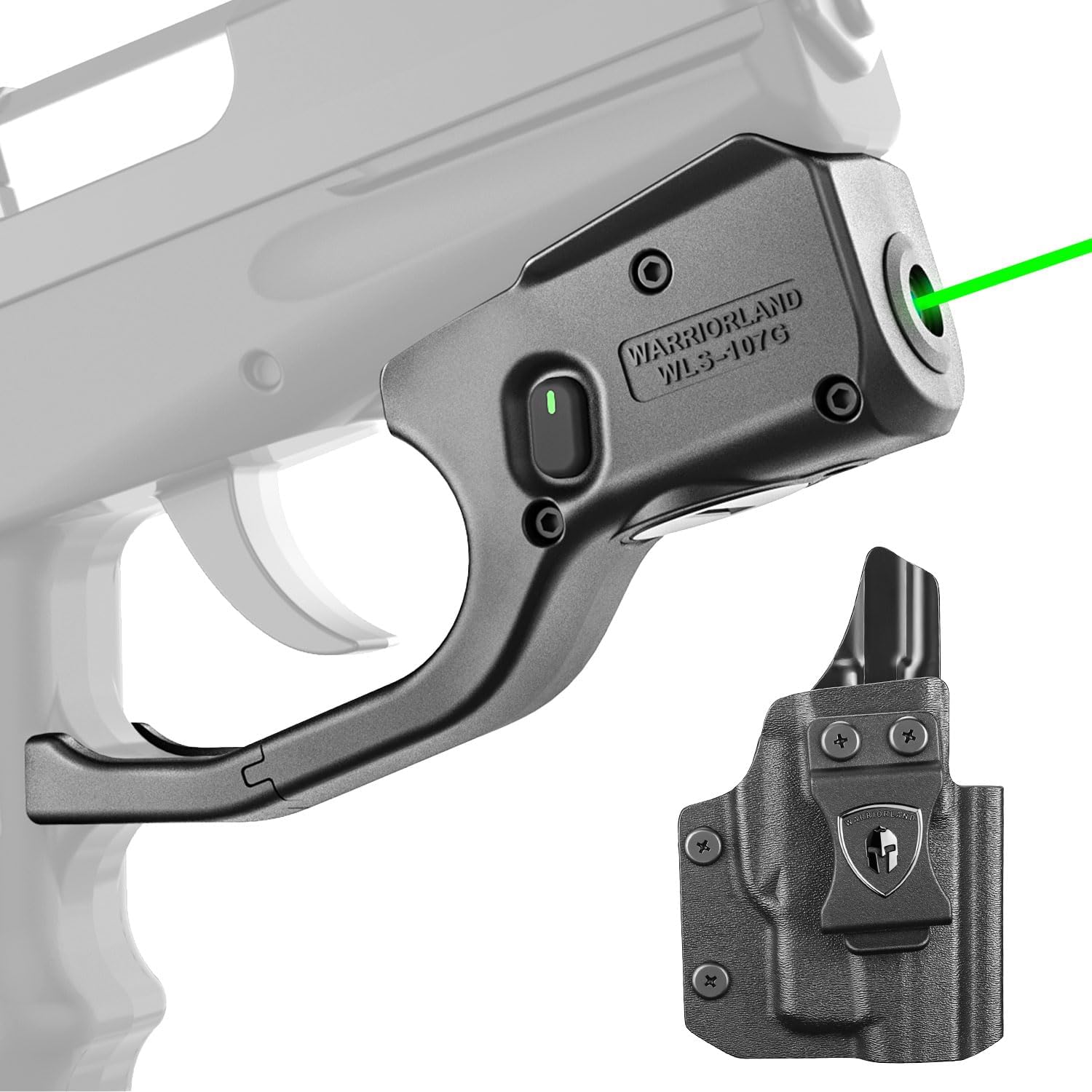 WARRIORLAND Kydex Holster for Gun with Green Laser Light Combo Fit for SCCY CPX1/CPX2 9mm Gen 1-2 Pistol, WLS-107G Laser Beam Sight with Power Indicator & Concealed Carry IWB Right-Hand Holster - WARRIORLAND