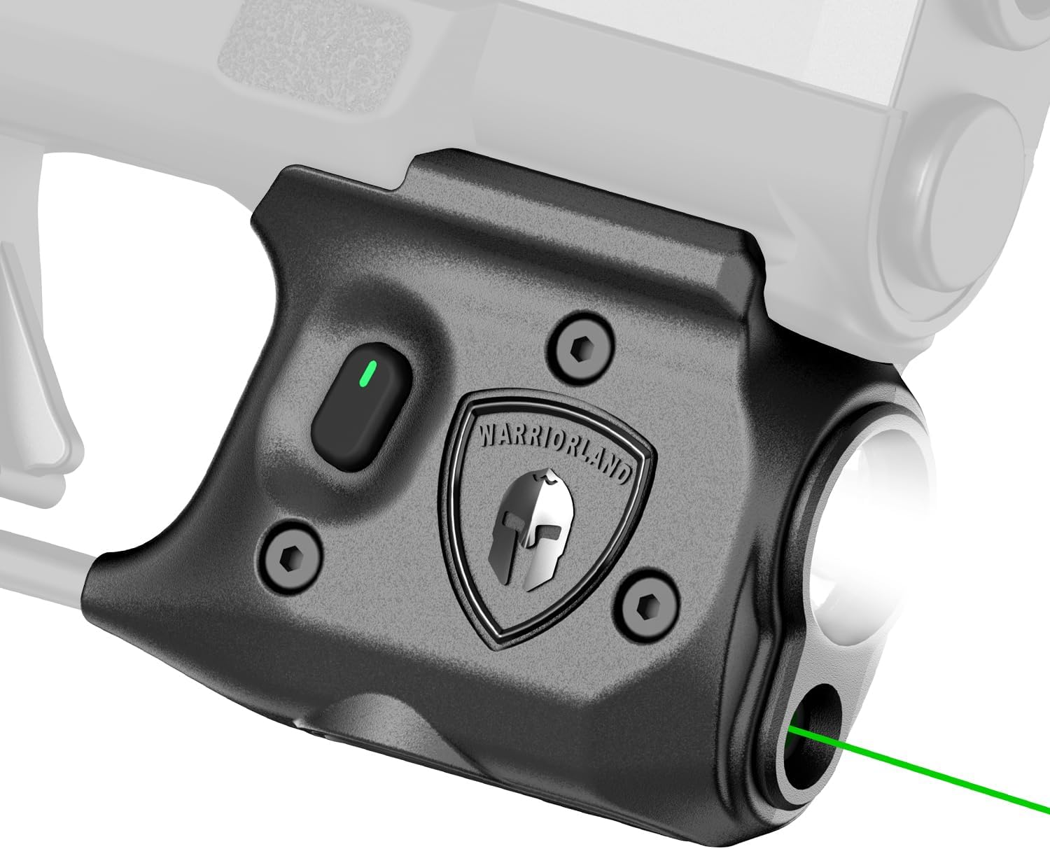 WARRIORLAND Pistol Light Laser Combo, Compatible with Springfield Hellcat, Not Fits Hellcat Pro, Compact Trigger Mounted Tactical 150-Lumen LED & Green Laser Light, Power Indicator, SLL-118G - WARRIORLAND