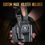 Green Laser Sight Designed to Fit Glock 43X MOS with Holster Combo, Green Beam Sight with Power Indicator, Custom-Made IWB Kydex Right Hand Holster, WLS-100G w/ G43X MOS Holster|WARRIORLAND - WARRIORLAND