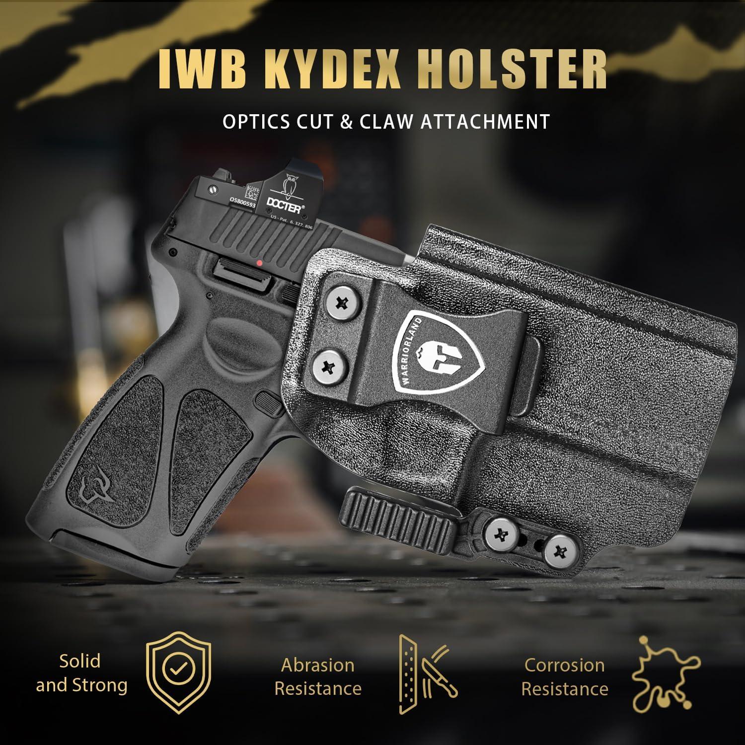 IWB Kydex Holster with Claw Attachment and Optic Cut Fit Taurus G3 Pistol, Inside Waistband Appendix Carry 9mm G3 Holster, Adj. Cant & Retention, Right Hand|WARRIORLAND - WARRIORLAND