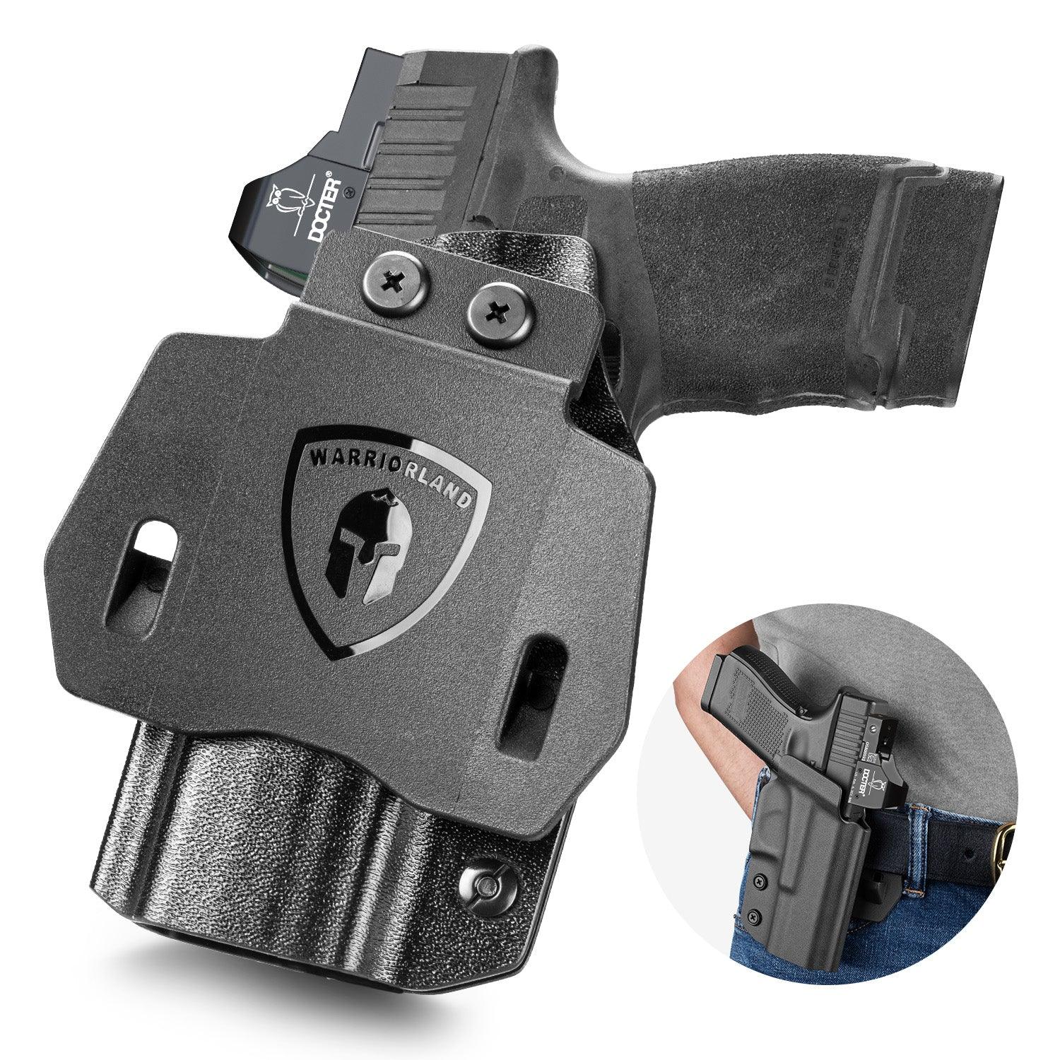 Hellcat Pro Holster OWB Kydex Holster Optics Cut: Springfield Armory Hellcat Pro & Hellcat Pro OSP Pistol, Outside Waistband Open Carry OSP Holster with 1.75 Inch Paddle, Adj. Retention & Cant, Right|WARRIORLAND - WARRIORLAND