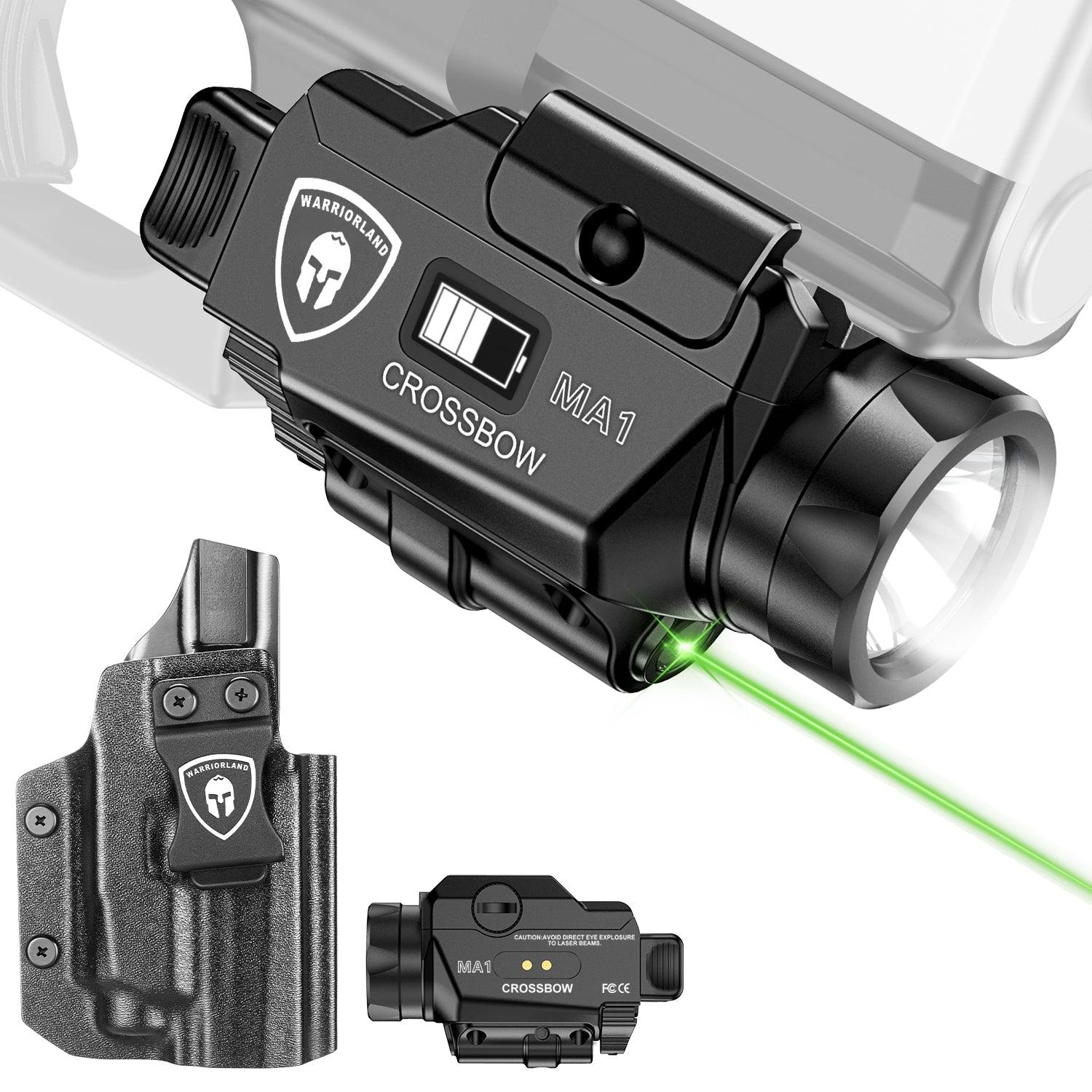 Universal Light Laser Combo with Taurus G2C/G3C Holster, Green Beam & LED Tactical Light, Magnetic USB Rechargeable Flashlight-Screen Displays Battery Status, Crossbow MA1 w/ G2C Holster - WARRIORLAND