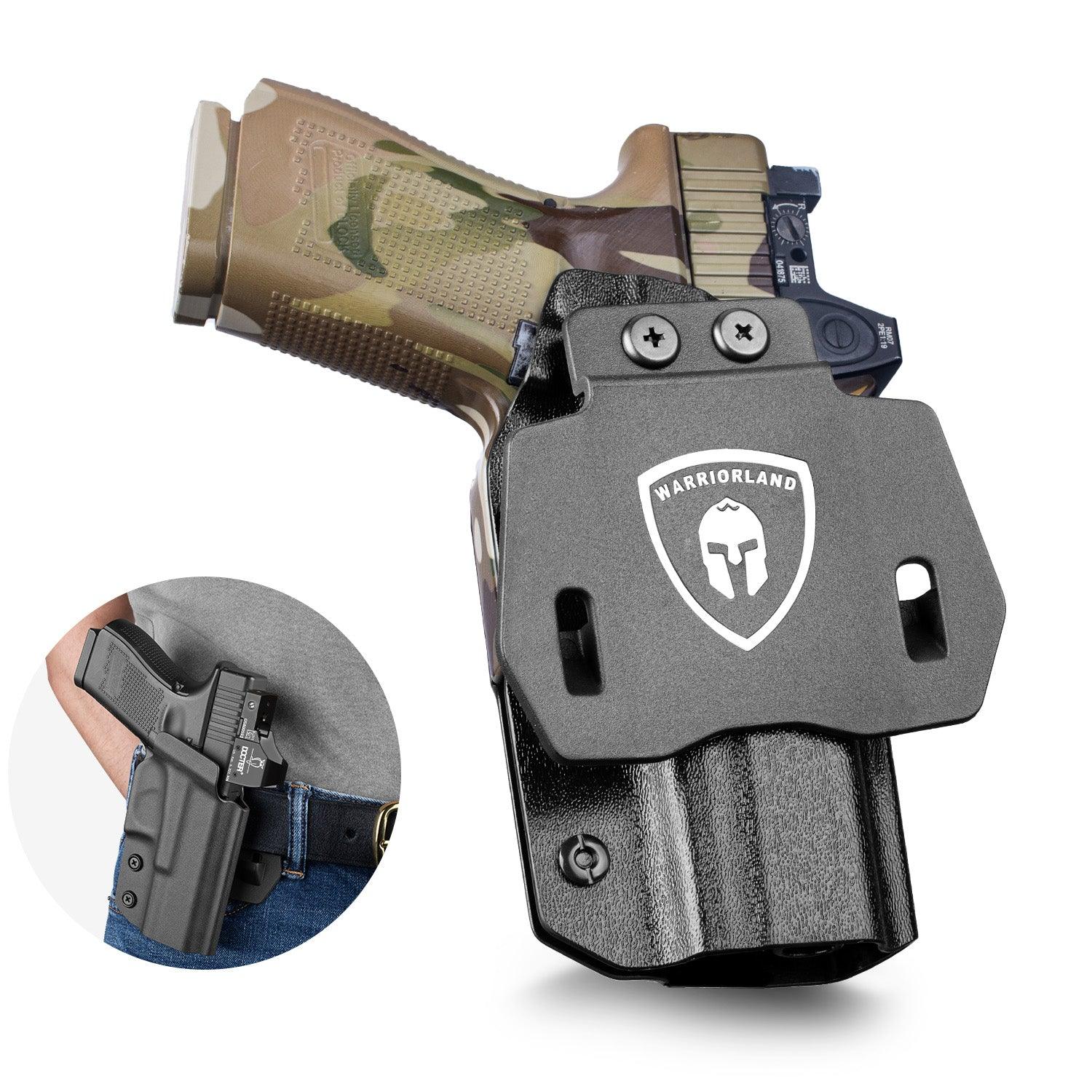 G23 Holster OWB Kydex Holster Optics Cut Fit G23 Gen 1-5 Pistol, Outside Waistband Open Carry G23 Gen 5 Holster with 1.75 Inch Paddle, Adj. Retention, Right Hand/Left Hand|WARRIORLAND - WARRIORLAND