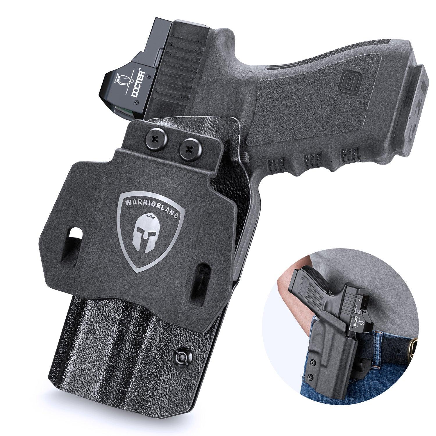 WARRIORLAND Compatible with Glock 20 21 22 Holster OWB Kydex Holster Optics Cut: G21 / G20 (Gen 3 4 5) & G22 Gen 5, Outside Waistband Open Carry G21 Holster with 1.75 Inch Paddle, Adj. Retention - WARRIORLAND