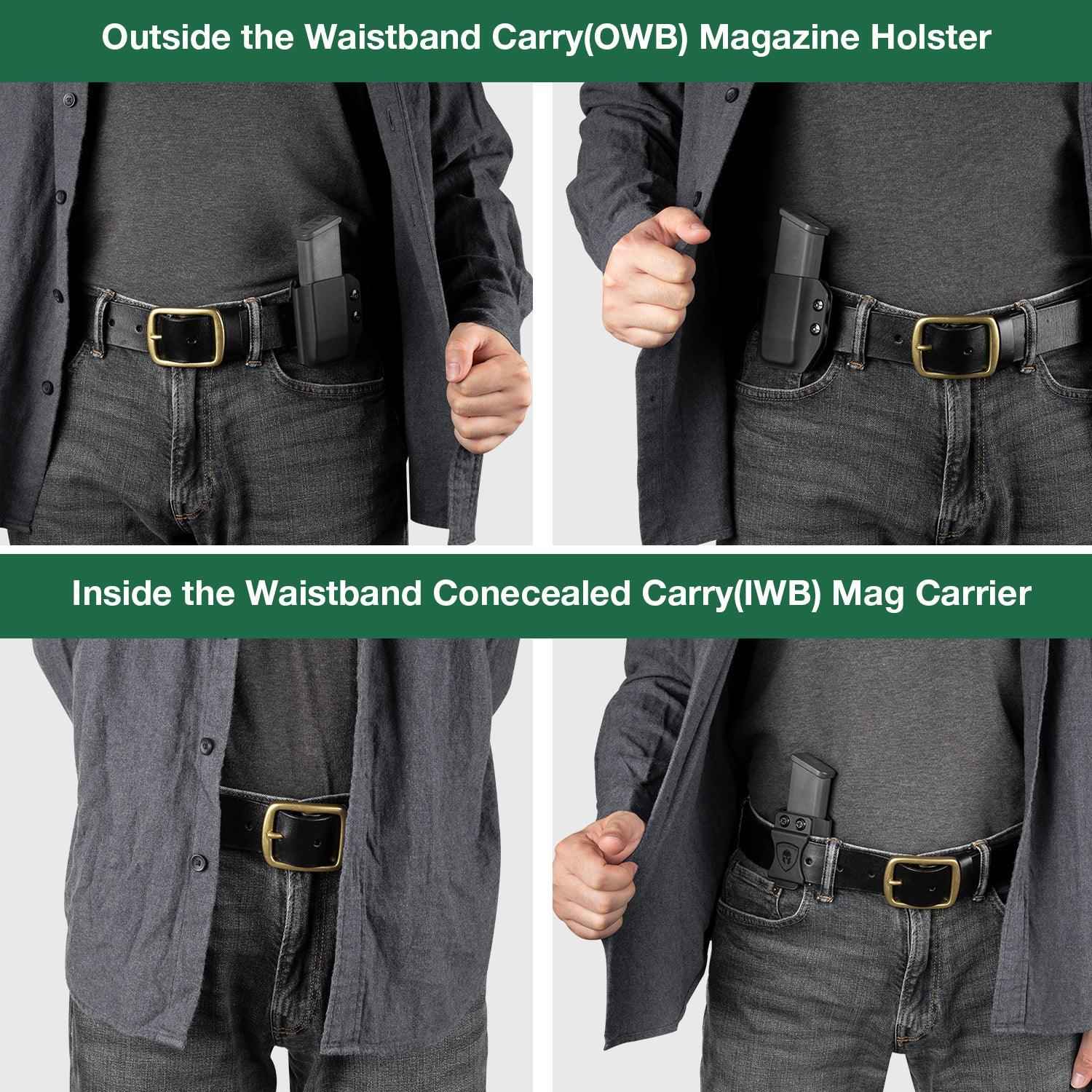 Kydex 9mm .40 .45ACP Universal Mag Carrier IWB OWB Magazine Holster Single Double Stack | WARRIORLAND