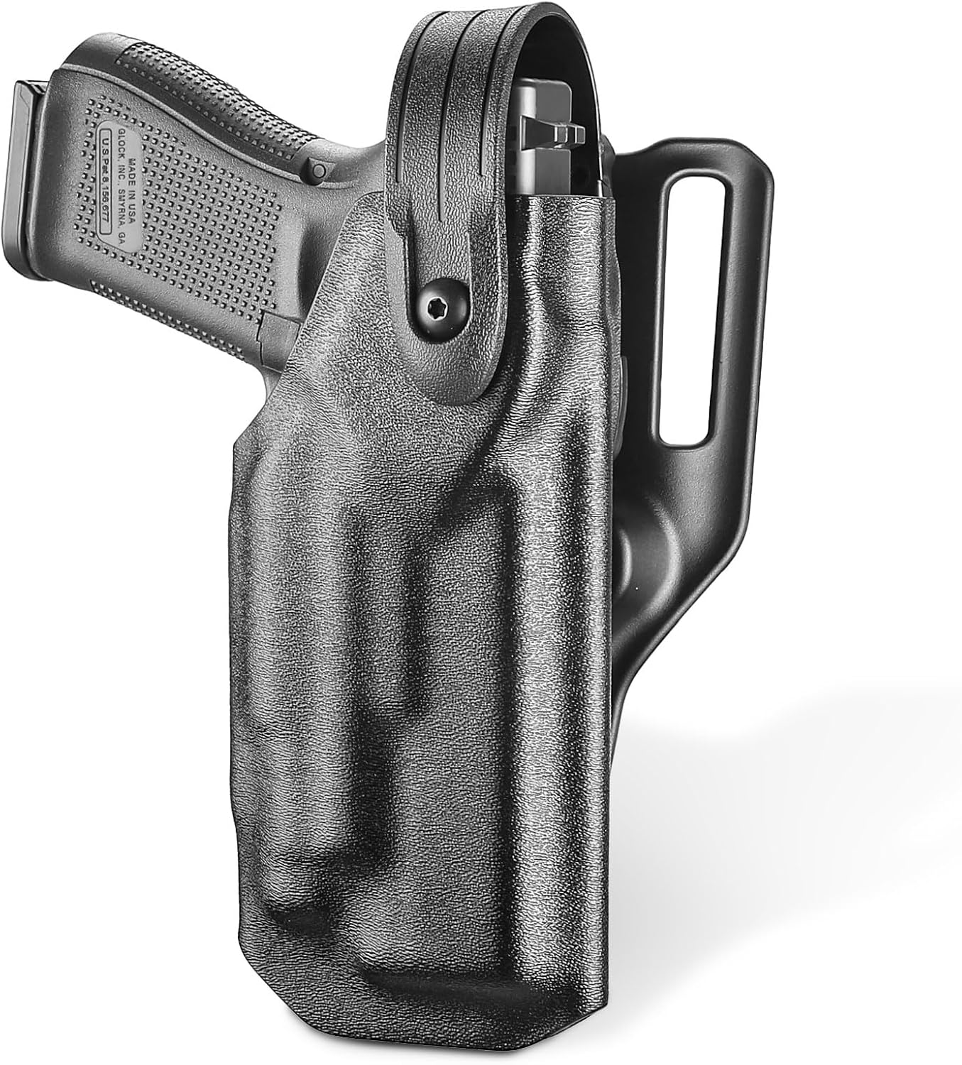 WARRIORLAND OWB Kydex Holster light bearing holster for Glock 17/19 Gen 3-5 - Thumb Release - Level II Retention - MB1/MB2/MB3 Compatible - Right Hand - WARRIORLAND