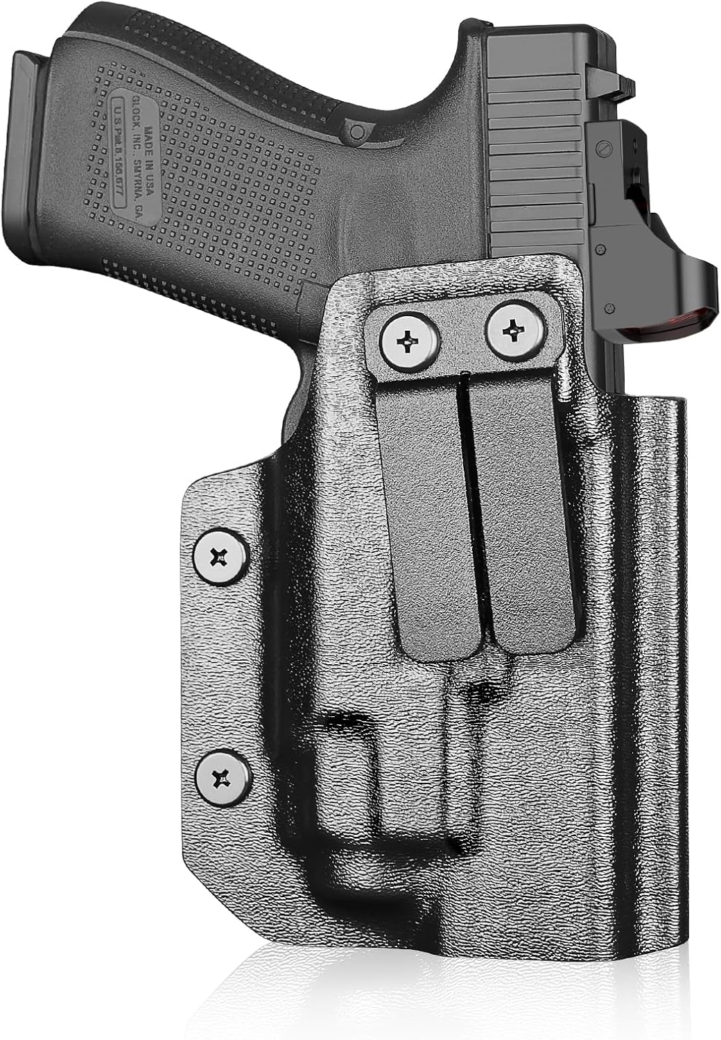 IWB Kydex Holster for Glock 19 with TLR8/ TLR8A, Fit Glock 17/19 Gen 3-5, 23/32 Gen 3-4 & 19X/ 44/45, Inside Waistband Conceal Carry, Optic Cut, Adj. Cant & Retention, Right Hand - WARRIORLAND