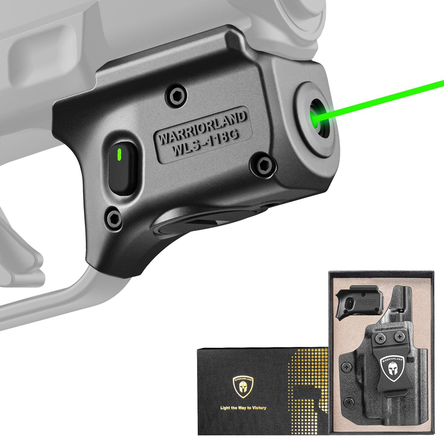 WARRIORLAND Green Laser Sight Fit Springfield Hellcat with Kydex Holster, First Green Beam Sight with Power Indicator, Hellcat Laser with IWB Holster Right Hand, WLS-118G w/Hellcat Holster - WARRIORLAND