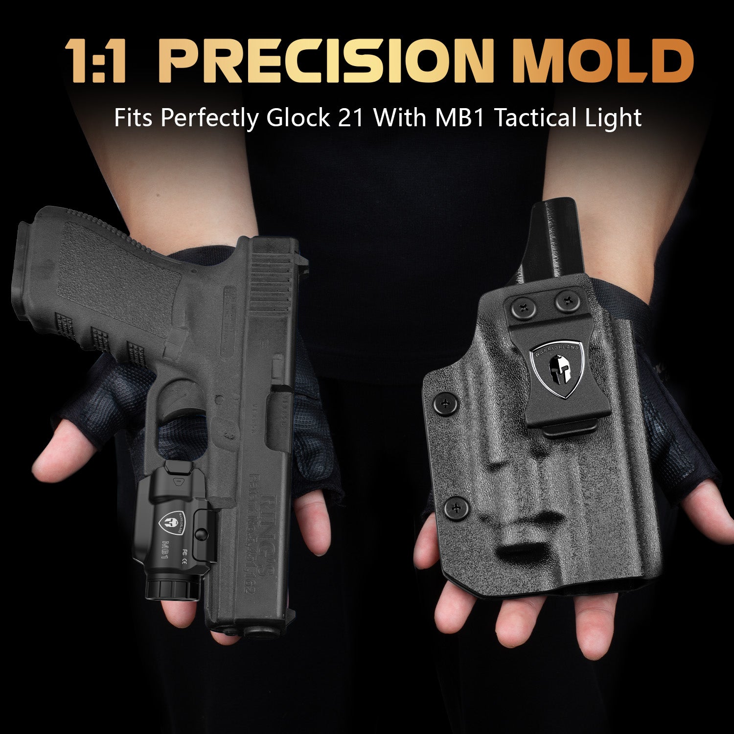 WARRIORLAND MB1 500 Lumens Portable Universal Rail Mounted Weapon Light -Red Laser & White LED Combo with Fit for G21 Kydex Holster-Three Operation Modes & Power Indicator MB1w/G21 Holster - WARRIORLAND