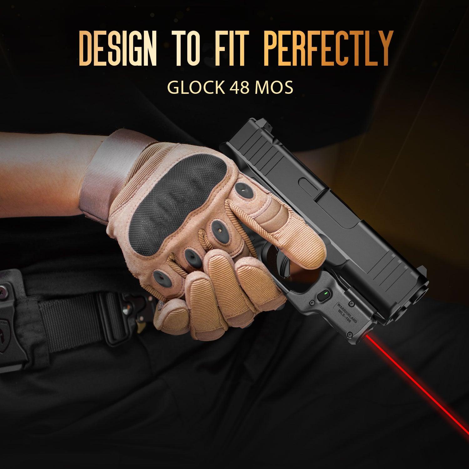 Red Laser Sight Designed to Fit Glock /Glock 48 MOS with Holster Combo, Red Beam Sight with Power Indicator, Custom-Made IWB Kydex Holster Right Hand, WLS-100 w/ G48 MOS Holster|WARRIORLAND - WARRIORLAND