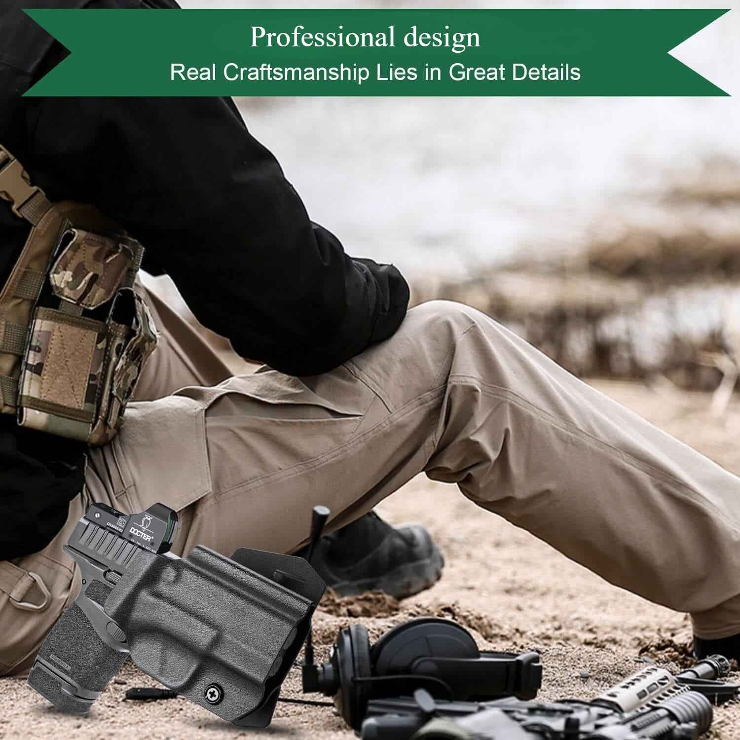 Kydex OWB Paddle Holster for Springfield Armory Hellcat Pro with red dot sights optics cut Trigger Guard Appendix Open Carry | WARRIORLAND