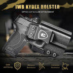 IWB Kydex Holster with Claw Attachment and Optic Cut Fit Smith & Wesson M&P Shield 9mm EZ / .380 EZ Pistol, Inside Waistband Appendix Carry M&P 9mm Shield EZ Holster, Adj. Cant & Retention|WARRIORLAND - WARRIORLAND