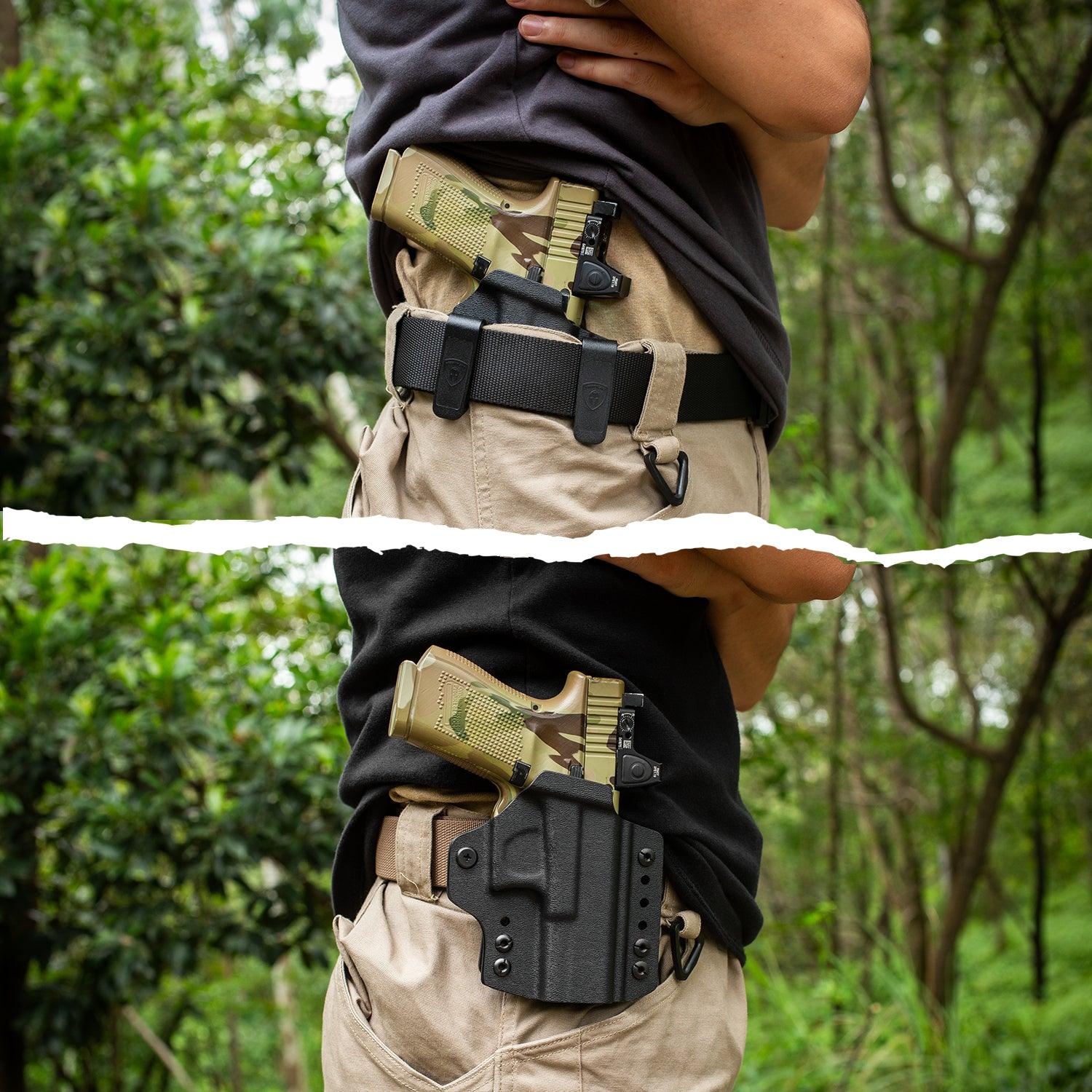 Sig P320 M18 & P320 M17 IWB & OWB Convertible Holster Optics Cut: Sig Sauer P320 Compact M18 & P320 Full Size M17, IWB OWB Combo Holster P320, 1.75 Belt Clip, Adjustable Ride Height, Right Hand - WARRIORLAND