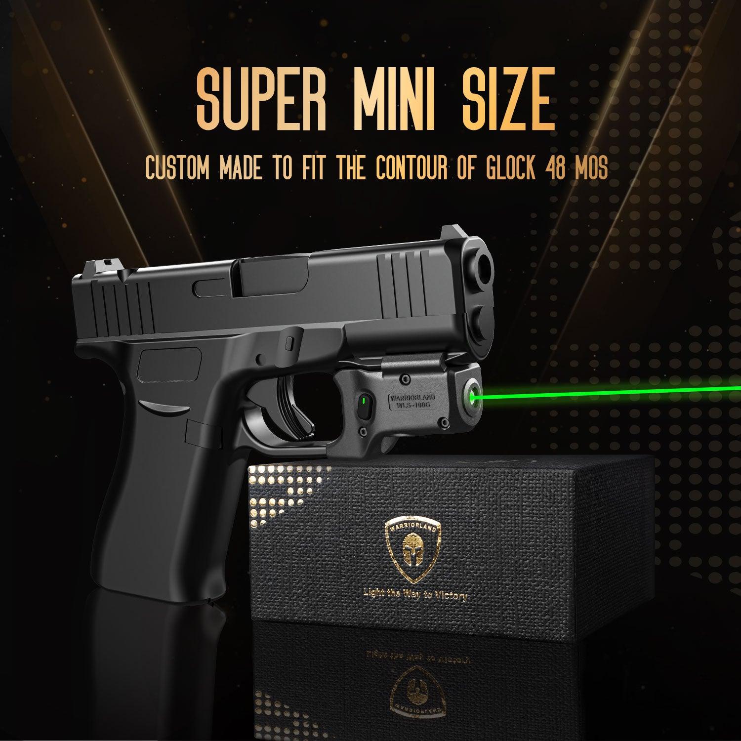 Green Laser Sight Designed to Fit Glock 48 MOS with Holster Combo, Green Beam Sight with Power Indicator, Custom-Made IWB Kydex Holster Right Hand, WLS-100G w/ G48 MOS Holster|WARRIORLAND - WARRIORLAND