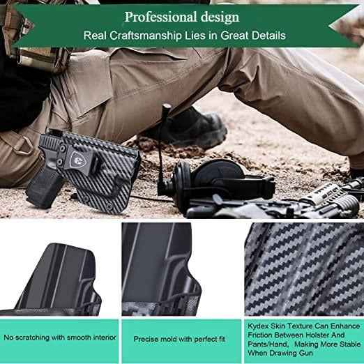 Carbon Fiber IWB Holster for Glock 17 19 20 21 22 29 31 32 35 Gen 4 5 44 45 with TLR 6 - WARRIORLAND