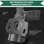 Hellcat Pro Holster OWB Kydex Holster Optics Cut: Springfield Armory Hellcat Pro & Hellcat Pro OSP Pistol, Outside Waistband Open Carry OSP Holster with 1.75 Inch Paddle, Adj. Retention & Cant, Right|WARRIORLAND - WARRIORLAND