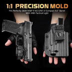 WARRIORLAND MB3 Pistol Light and Kydex Holster, Fit for S&W M&P 9 M2.0/M1.0 Compact 4.0'', Compact 500 Lumens Universal Rail Mounted Tactical Weapon Light with Green Laser & White LED, Power Indicator - WARRIORLAND