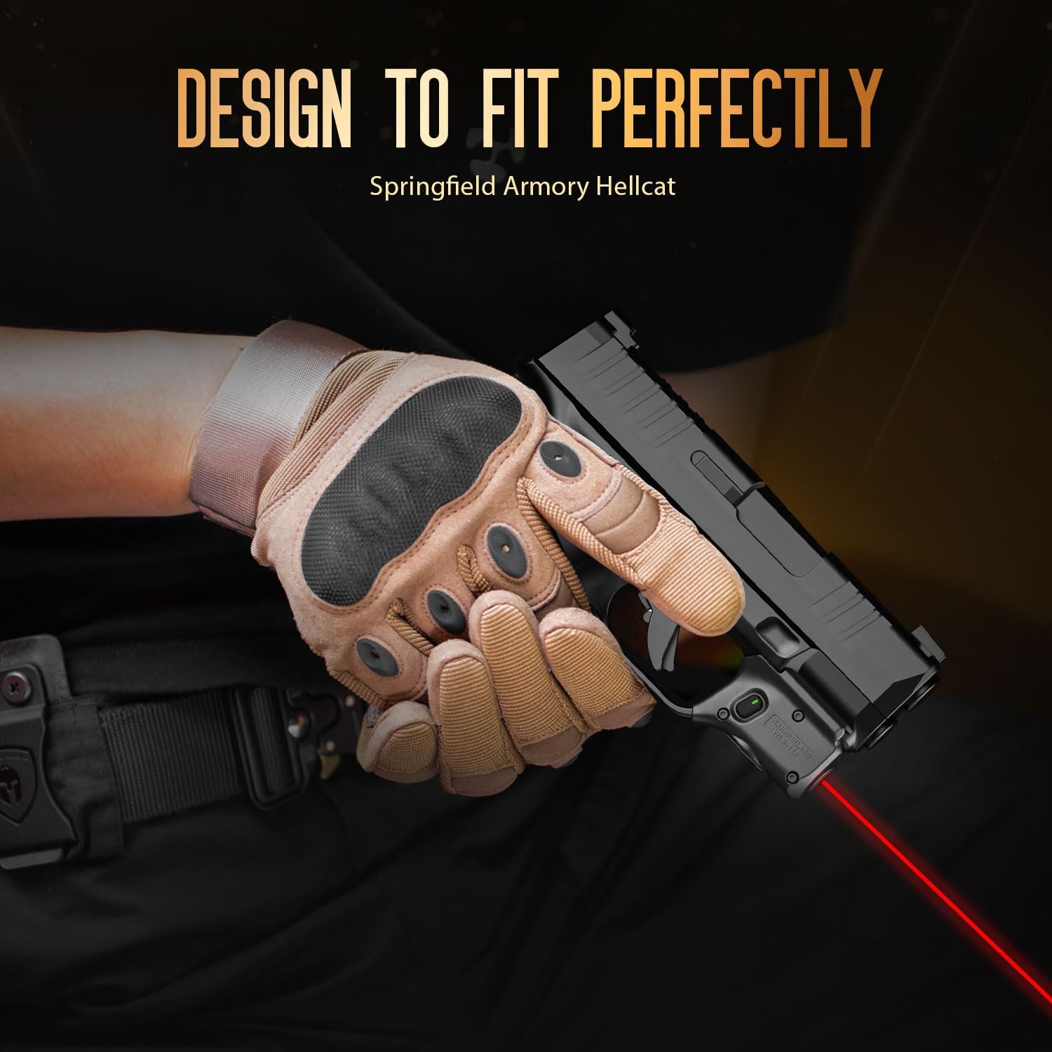 WARRIORLAND Red Laser Sight Fit Springfield Armory Hellcat (Not Fit Hellcat Pro), First Red Beam Sight with Power Indicator, Trigger Laser with Ambidextrous On/Off Switch, WLS-118 - WARRIORLAND