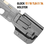 IWB Kydex Holster for Glock 19 with TLR7/ TLR7A, Fit Glock 17/19 Gen 3-5, 23/32 Gen 3-4 & 19X/ 44/45, Inside Waistband Conceal Carry, Optic Cut, Adj. Cant & Retention, Right Hand - WARRIORLAND
