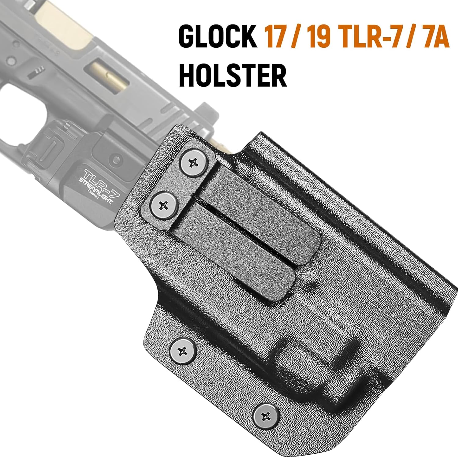IWB Kydex Holster for Glock 19 with TLR7/ TLR7A, Fit Glock 17/19 Gen 3-5, 23/32 Gen 3-4 & 19X/ 44/45, Inside Waistband Conceal Carry, Optic Cut, Adj. Cant & Retention, Right Hand - WARRIORLAND