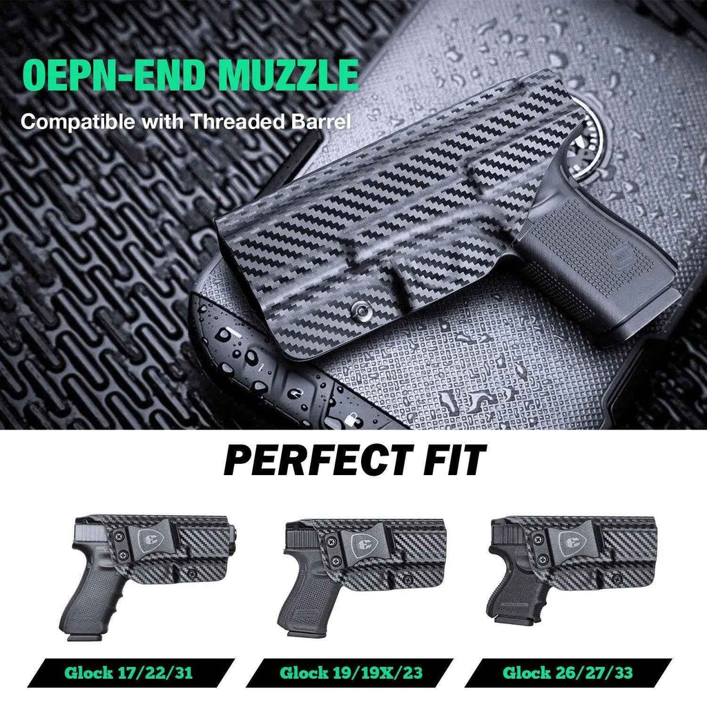 Glock Inside Waistband Holster for Gen 4 5 19X 44 45 - WARRIORLAND Carbon Fiber Kydex IWB Holster