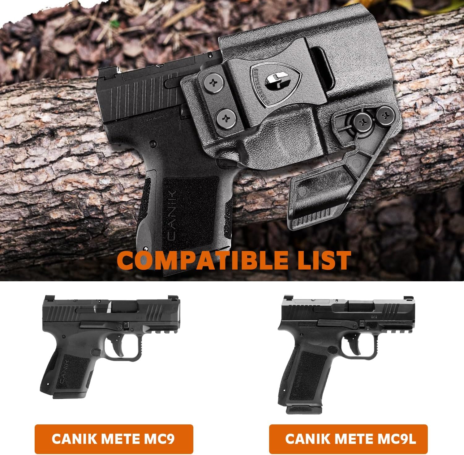 WARRIORLAND IWB Kydex Holster, Designed Exclusively and Solely for Canik Mete MC9 / Mete MC9L Pistol, w/Claw & Optics Cut, Inside Waistband Concealed Carry Holster, Adj. Retention & Cant, Right Hand - WARRIORLAND