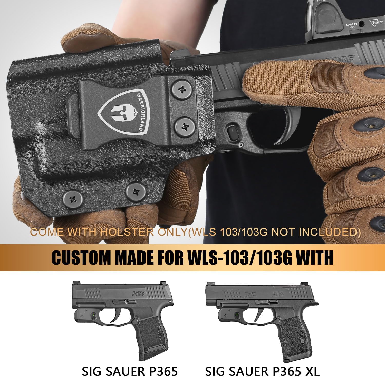 Warriorland Left Hand IWB Holster for Sig P365/P365XL, WLS-103/103G Compatible, Optic Ready Kydex (Holster Only) - WARRIORLAND