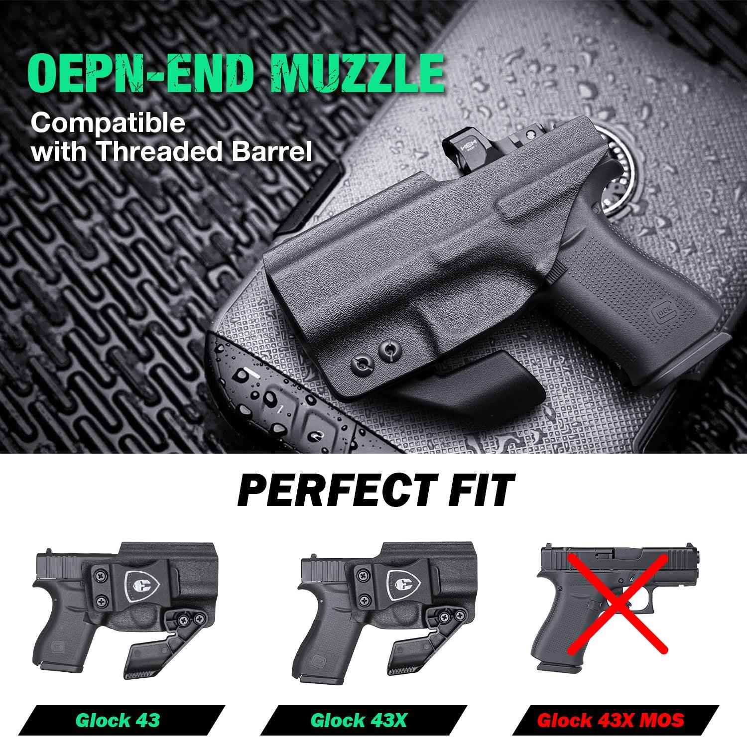Glock 43 / 43x Kydex Holster with Claw and Red Dot Optics Cut for Appendix Carry - WARRIORLAND