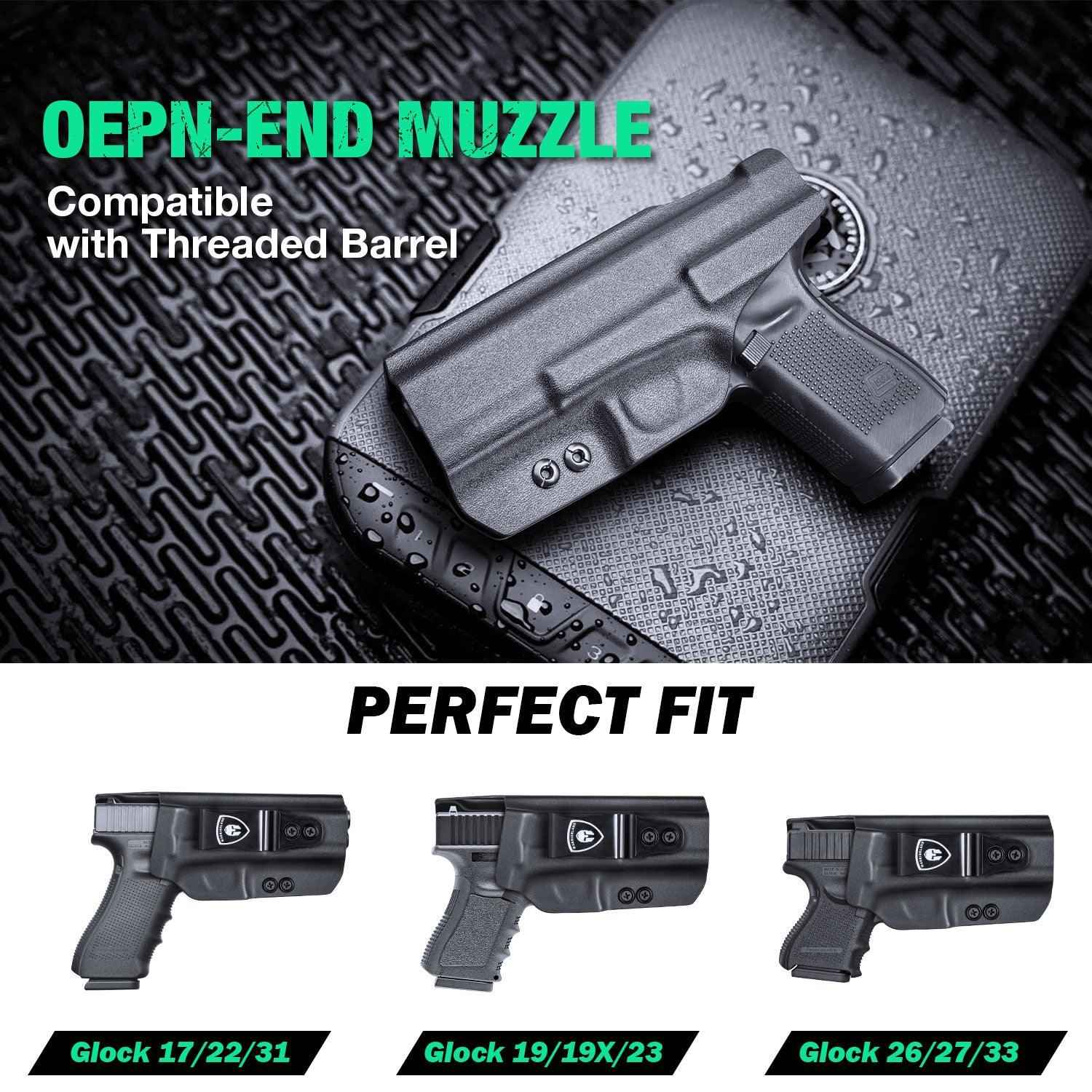 IWB Glock Holster for 17 19 23 26 32 Gen 4 5 19X 44 45 with Adjustable Ride Height and Metal Belt Clip | WARRIORLAND
