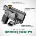 WARRIORLAND IWB Kydex Holster Optic Cut & Claw Compatible with Springfield Hellcat Pro, Inside Waistband Conceal Carry, Adj. Cant and Retention, Right Hand - WARRIORLAND