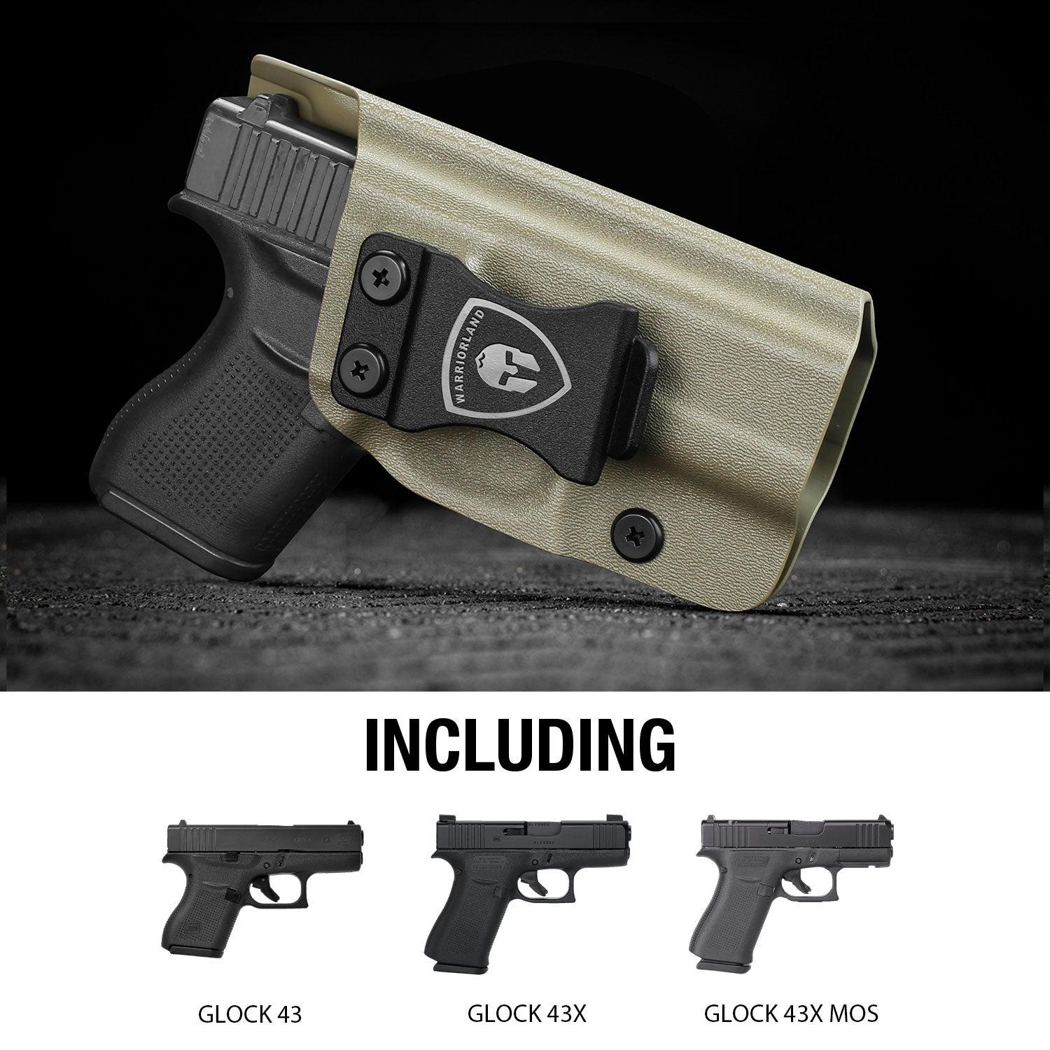 G43 / G43X & G43X MOS Holster, IWB Tan Color Kydex Holster Compatible with 43 / 43X / 43X MOS Pistol, Inside Waistband Appendix Carry, Adj. Posi-Click Retention & Cant, Right Hand|WARRIORLAND - WARRIORLAND