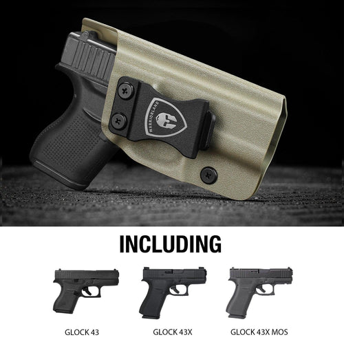 G43 / G43X & G43X MOS Holster, IWB Tan Color Kydex Holster Compatible with 43 / 43X / 43X MOS Pistol, Inside Waistband Appendix Carry, Adj. Posi-Click Retention & Cant, Right Hand|WARRIORLAND - WARRIORLAND