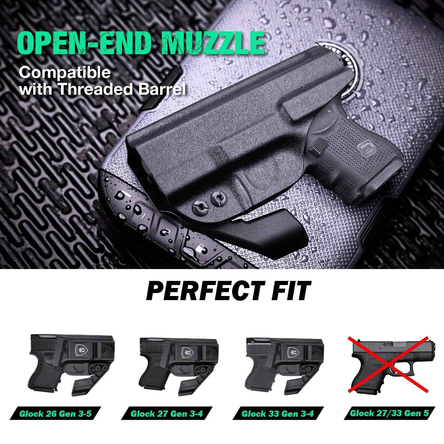 IWB Kydex Holster with Claw for Glock 26, Optic Ready Holster, Metal Belt Clip, 0.06 inch Kydex | Right/Left Hand