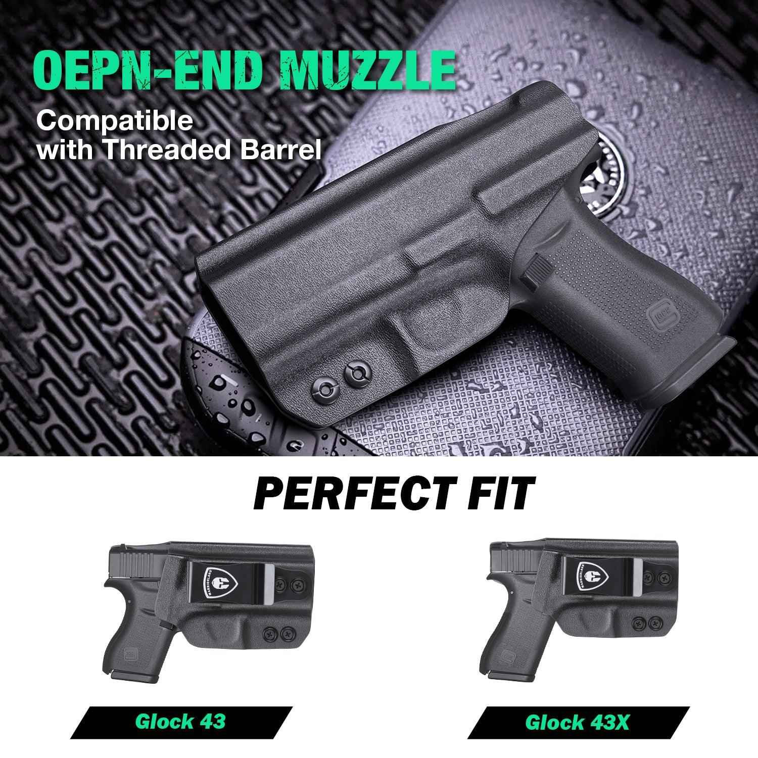IWB Kydex Glock 43 Holster with Adjustable Ride Height and Metal Belt Clip | WARRIORLAND