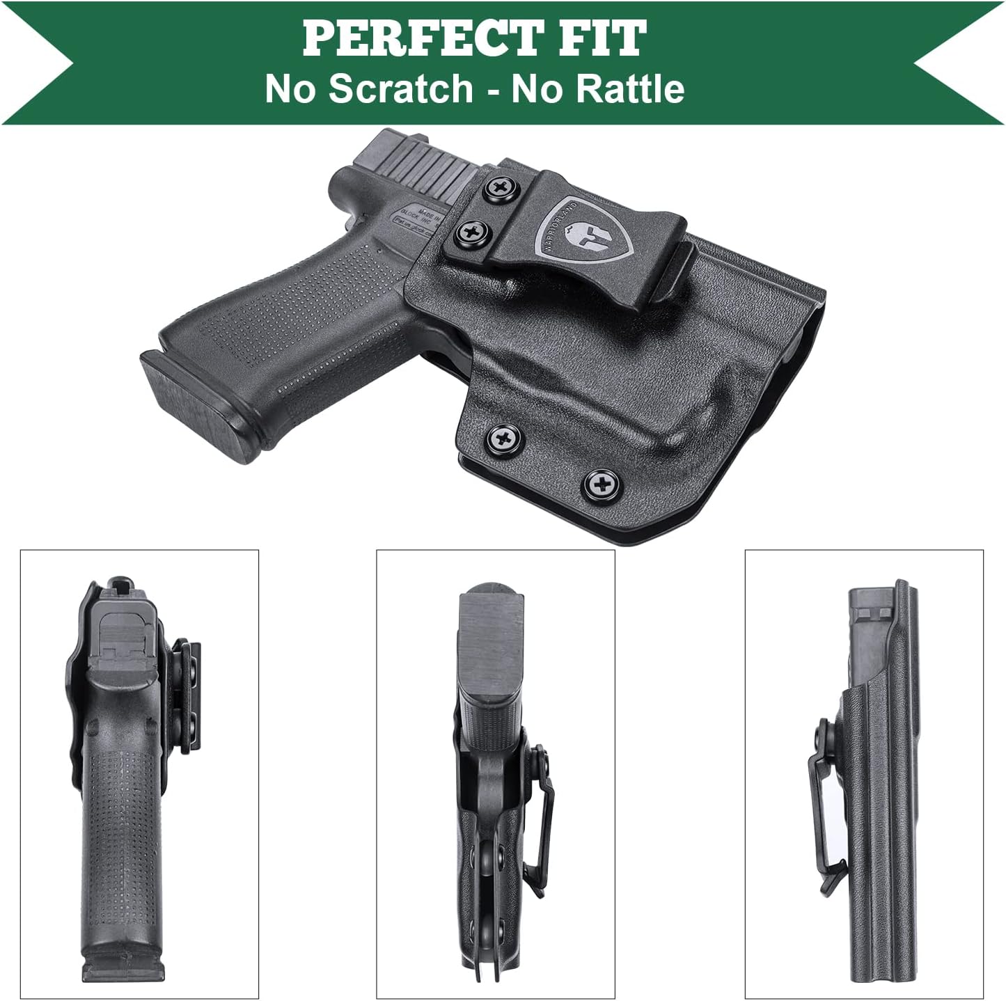 WARRIORLAND IWB Kydex Holster Fit Glock 43/43X with TLR-6 /TLR-6 HL - Not Fit MOS, Inside Waistband Holster, Adj. Cant & Retention, Right/Left Hand Option - WARRIORLAND