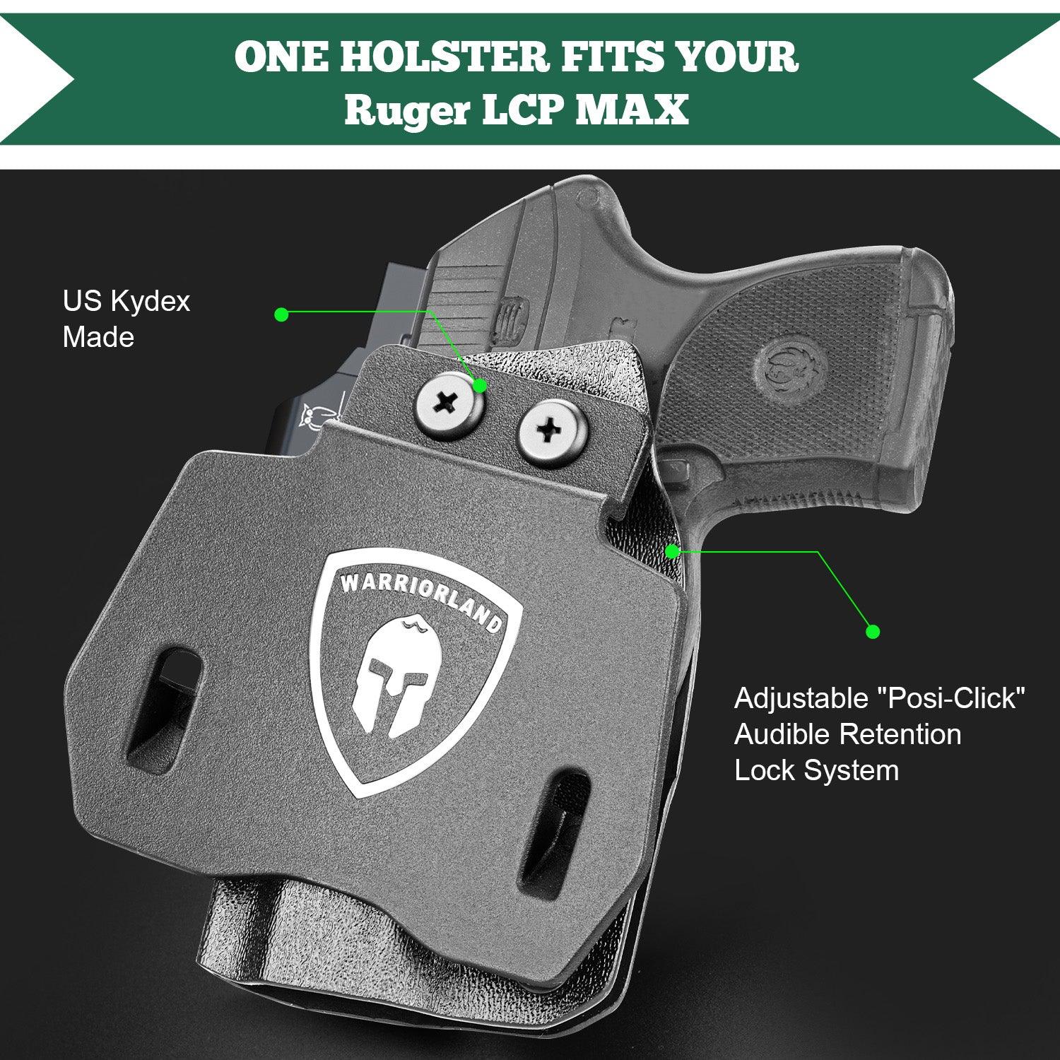 OWB Holster Optics Cut Fit Ruger LCP Max Pistol, Outside Waistband Open Carry Max .380 Holster with 1.75 Inch Paddle, Adj. Retention & Cant, Right Hand|WARRIORLAND - WARRIORLAND