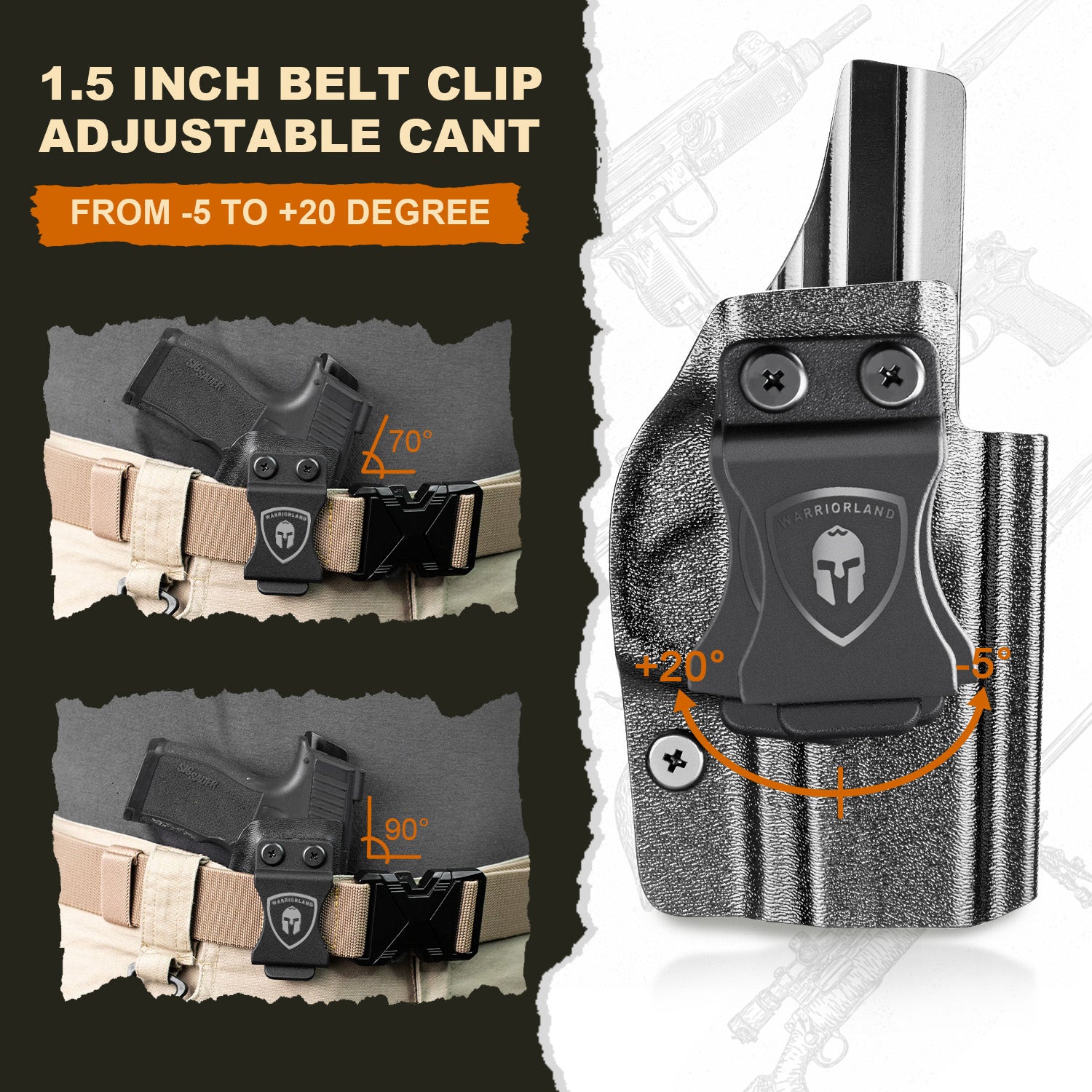 Walther PPS M2 Holster IWB Kydex Holster Optics Cut Fit Walther PPS M2 Pistol, Inside Waistband Appendix Carry PPS M2 Holster, Adj. Retention & Cant, Right Hand|WARRIORLAND - WARRIORLAND