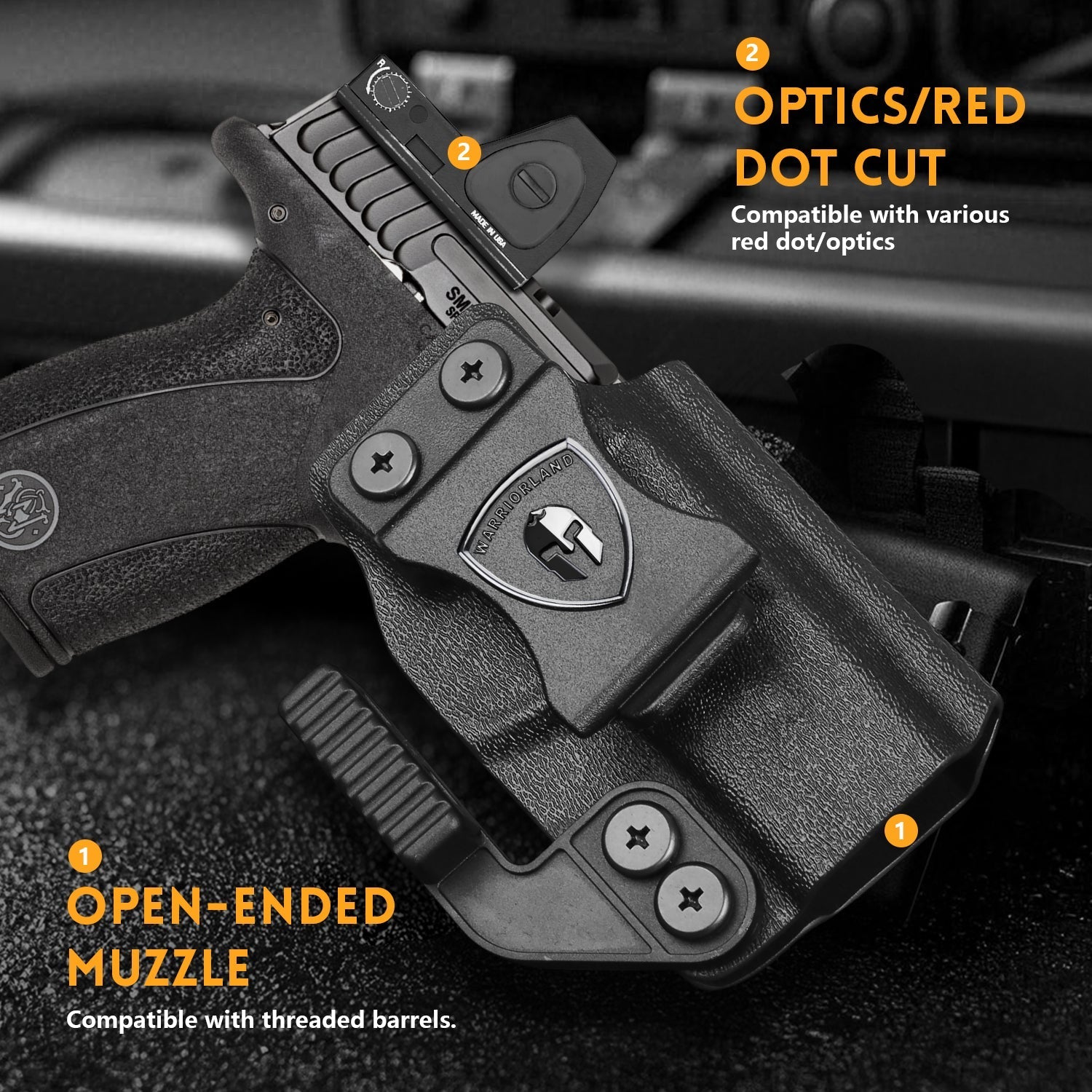 WARRIORLAND IWB Kydex Holster Compatible with S&W Bodyguard 2.0 – Concealed Carry Holster with Optic Cut, Claw, Adjustable Cant, Audible Lock, Inside Waistband Carry, Right Hand Draw - WARRIORLAND