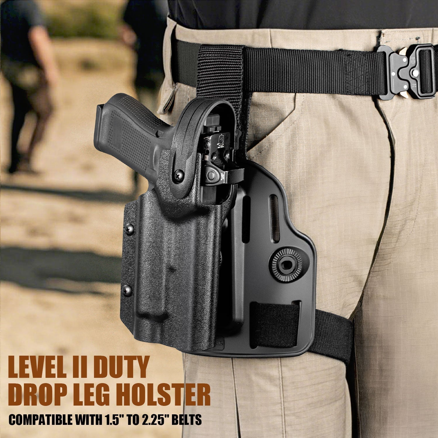 WARRIORLAND Drop Leg Platform for Glock 17/19 (Gen3-5), Glock 22/23/31/32 (Gen3-4), Glock 19X/44/45 w/TLR-1- Level 2 Holster + Mag Holes - Adjustable (No Mag Pouches) Red dot compatible - WARRIORLAND