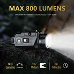 Universal Light with Glock 17/19 KYDEX Holster Combo, 800 Lumens Pistol Light for Glock 19, Magnetic USB Charging Universal Weapon Light-Screen Displays Battery Status, Crossbow MA2|WARRIORLAND - WARRIORLAND