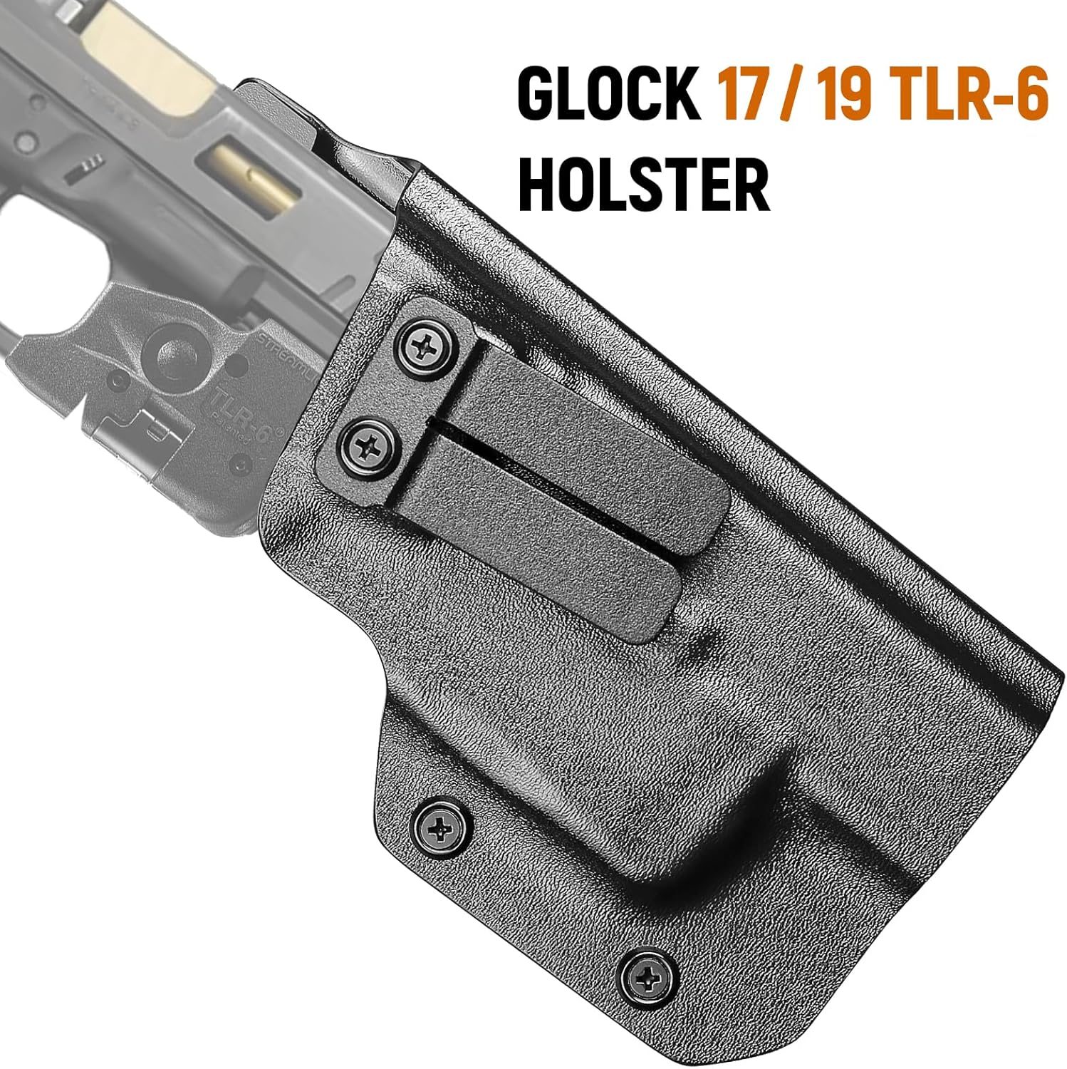 IWB Kydex Holster for Glock 19 with TLR6, Fit Glock 17/19 Gen 3-5, 23/32 Gen 3-4& 19X/ 44/45, Inside Waistband Conceal Carry, Adj. Cant & Retention, Right Hand - WARRIORLAND