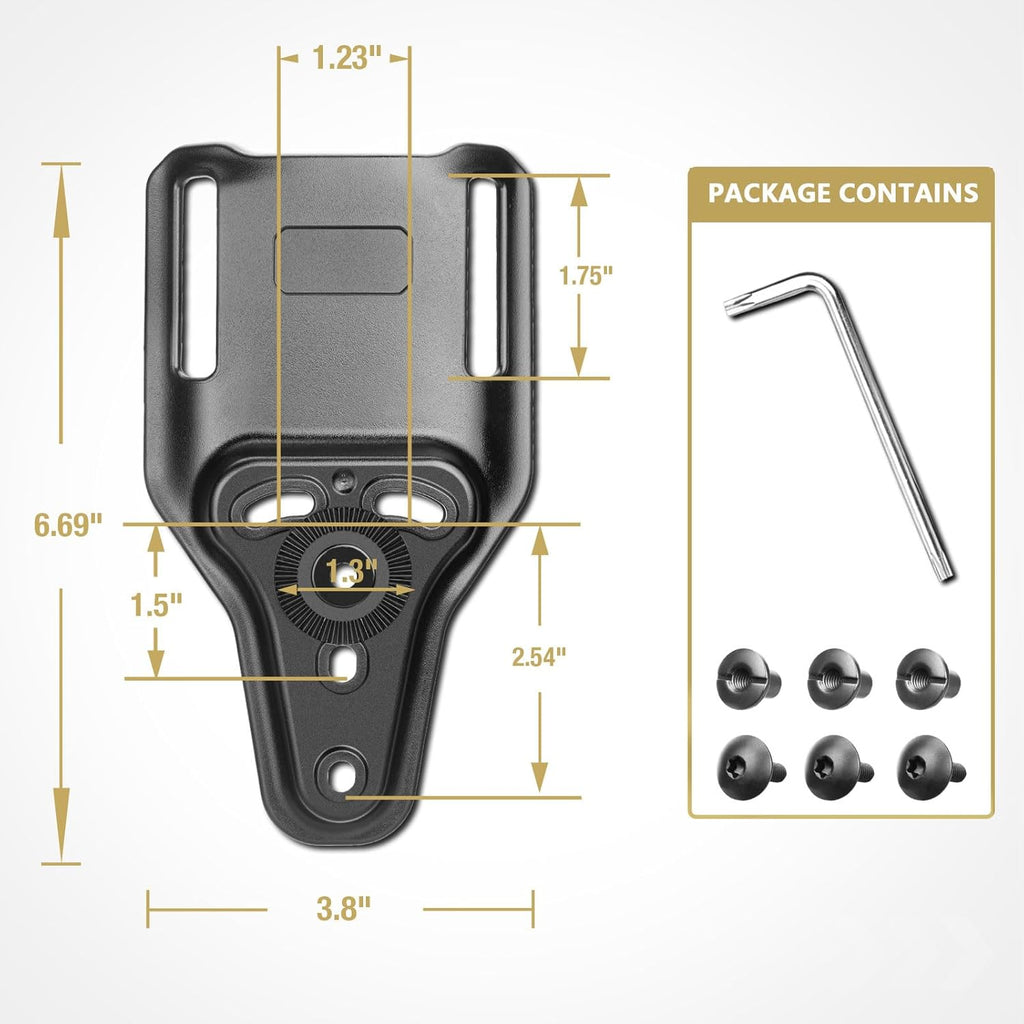 WARRIORLAND Universal Mid-Ride Belt Loop Adapter (CUBL) – 1.75” security Belt Fit, Adjustable 3-Hole Holster & 360° Gearwheel Compatibility - WARRIORLAND