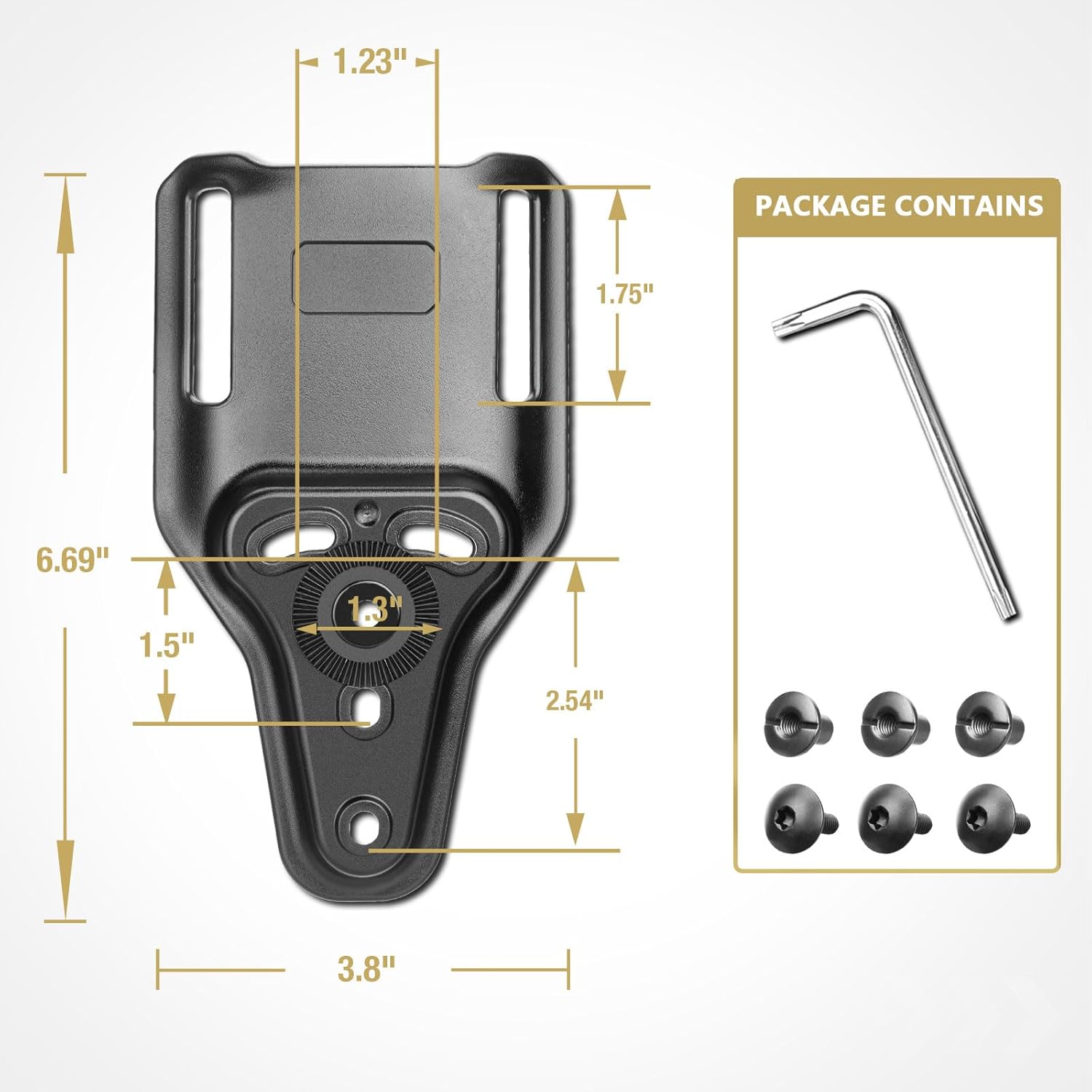 WARRIORLAND Universal Mid-Ride Belt Loop Adapter (CUBL) – 1.75” security Belt Fit, Adjustable 3-Hole Holster & 360° Gearwheel Compatibility - WARRIORLAND