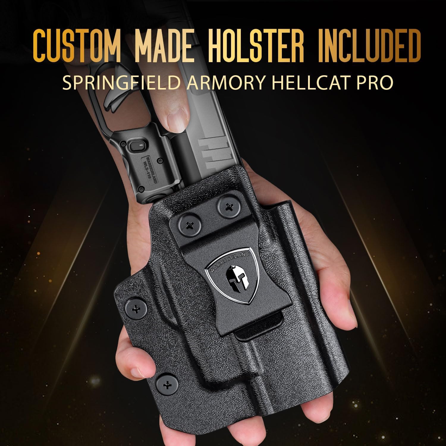 WARRIORLAND Kydex Holster for Gun with Red Laser Light Combo Fit for Hellcat Pro Pistol, WLS-110 Laser Beam Sight with Power Indicator & Concealed Carry IWB Right-Hand Holster - WARRIORLAND