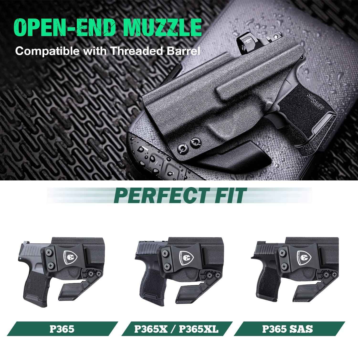 1.75 Inch Metal Clip Kydex IWB Holster with Claw Wing RDS Optics Cut for Sig Sauer P365/P365X/P365XL/P365 SAS  | Right Hand