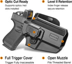 WARRIORLAND Universal OWB Gun Holster w/Optic Cut Ready – Fits Most Popular Compact to Full Size Handguns with 4”–5.3” Barrel – Level II Retention, 360° Adjustable Paddle for 1.5-2.0" Belt, Right Hand - WARRIORLAND