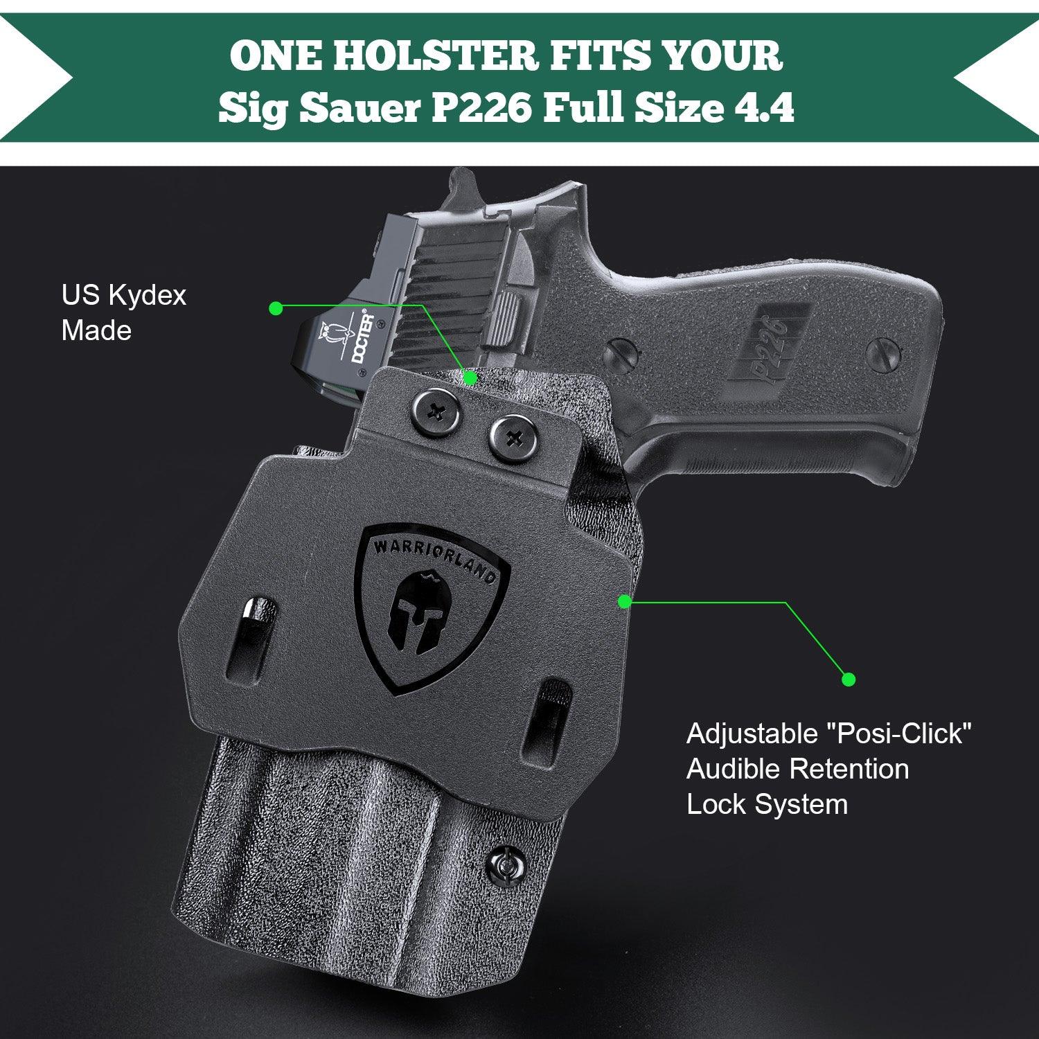 Sig P226 Holster OWB Kydex Holster Optics Cut: Sig Sauer P226 LEGION'' Pistol, Outside Waistband Open Carry P226 Holster with 1.75 Inch Paddle, Adj. Retention, Right Hand|WARRIORLAND - WARRIORLAND