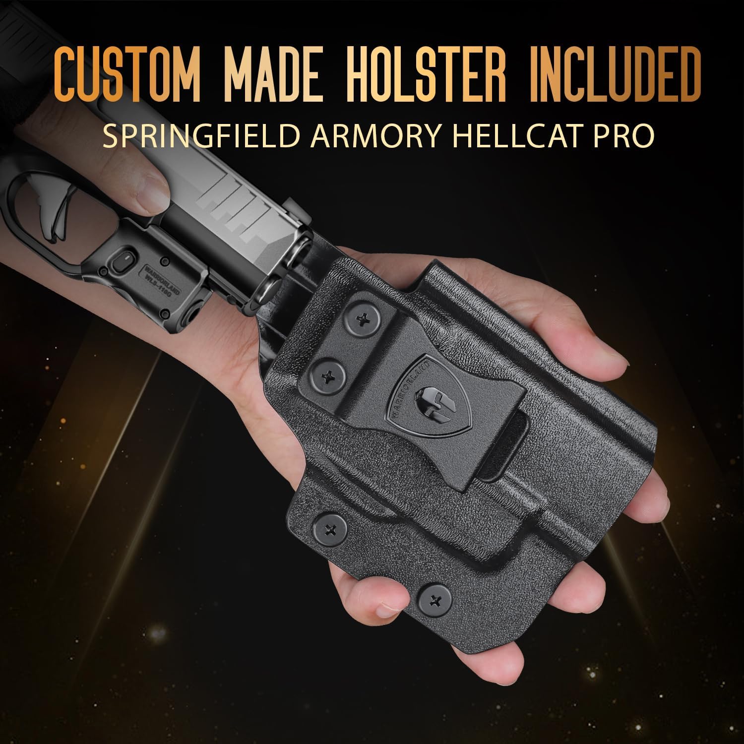WARRIORLAND Kydex Holster for Gun with Green Laser Light Combo Fit for Hellcat Pro Pistol, WLS-110G Laser Beam Sight with Power Indicator & Concealed Carry IWB Right-Hand Holster - WARRIORLAND