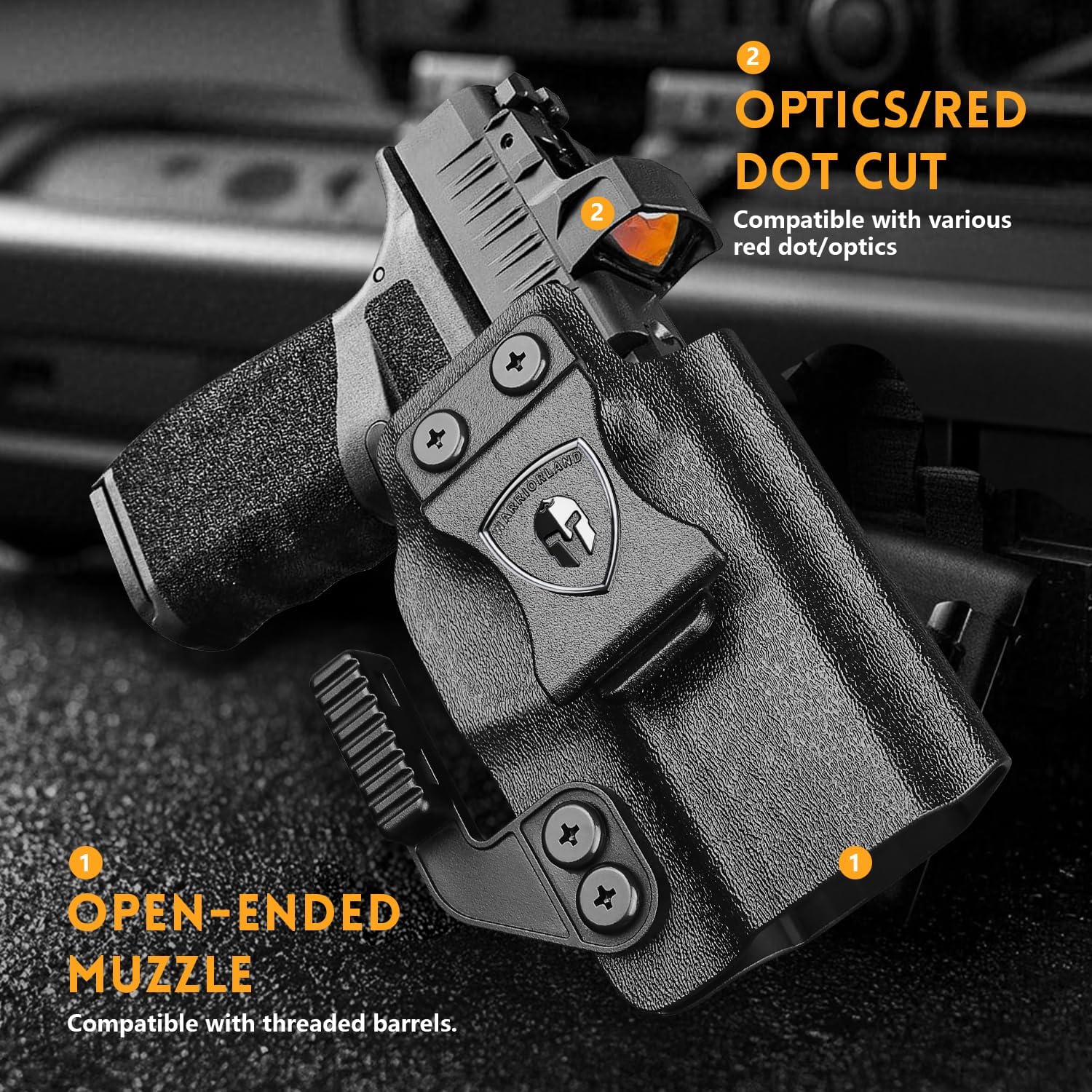 WARRIORLAND IWB Kydex Holster Compatible with Springfield Hellcat Pro, Not Fit Hellcat, Inside Waistband Appendix Conceal Carry, with Claw & Adj. Retention & Cant, Right Hand - WARRIORLAND