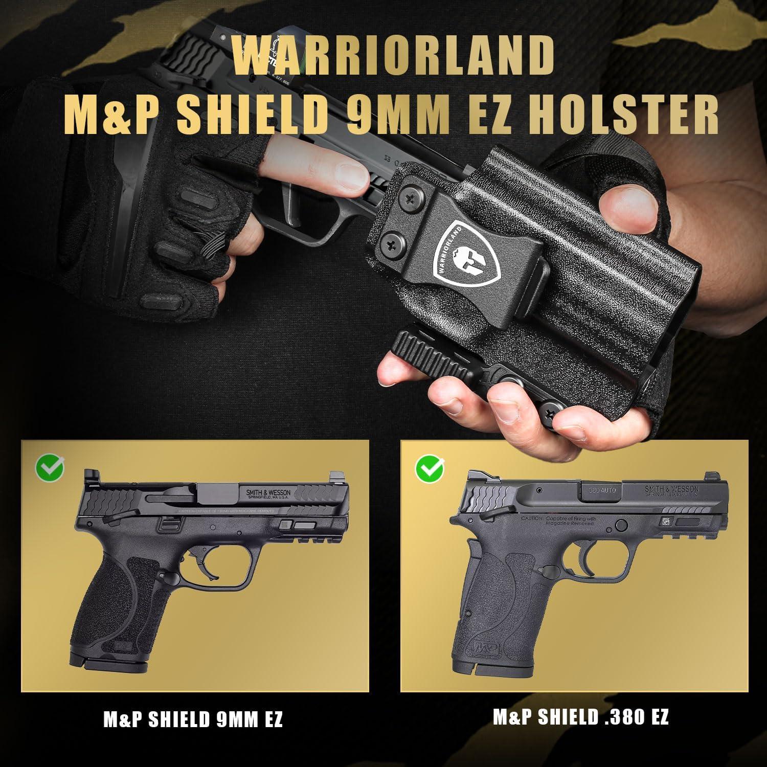 IWB Kydex Holster with Claw Attachment and Optic Cut Fit Smith & Wesson M&P Shield 9mm EZ / .380 EZ Pistol, Inside Waistband Appendix Carry M&P 9mm Shield EZ Holster, Adj. Cant & Retention|WARRIORLAND - WARRIORLAND